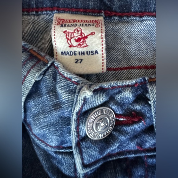 True Religion jeans orange and red stitch - Picture 5 of 9